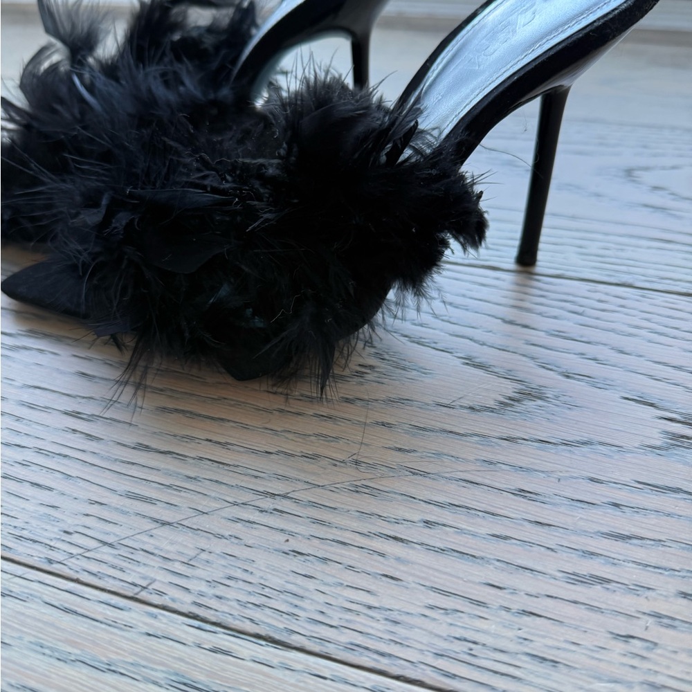 Zara Black Feather Heels - Picture 3 of 7
